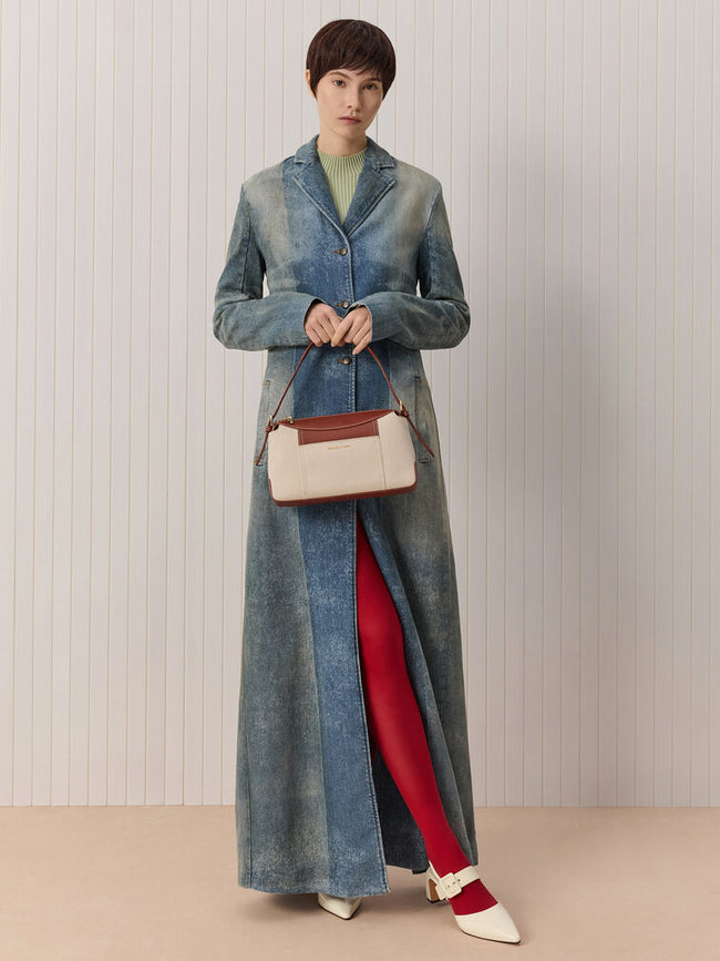 CHARLES & KEITH Women Roan Canvas Top Handle Bag -Brick