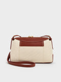 CHARLES & KEITH Women Roan Canvas Top Handle Bag -Brick