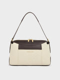 CHARLES & KEITH Women Roan Canvas Top Handle Bag -Espresso Brown