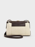 CHARLES & KEITH Women Roan Canvas Top Handle Bag -Espresso Brown