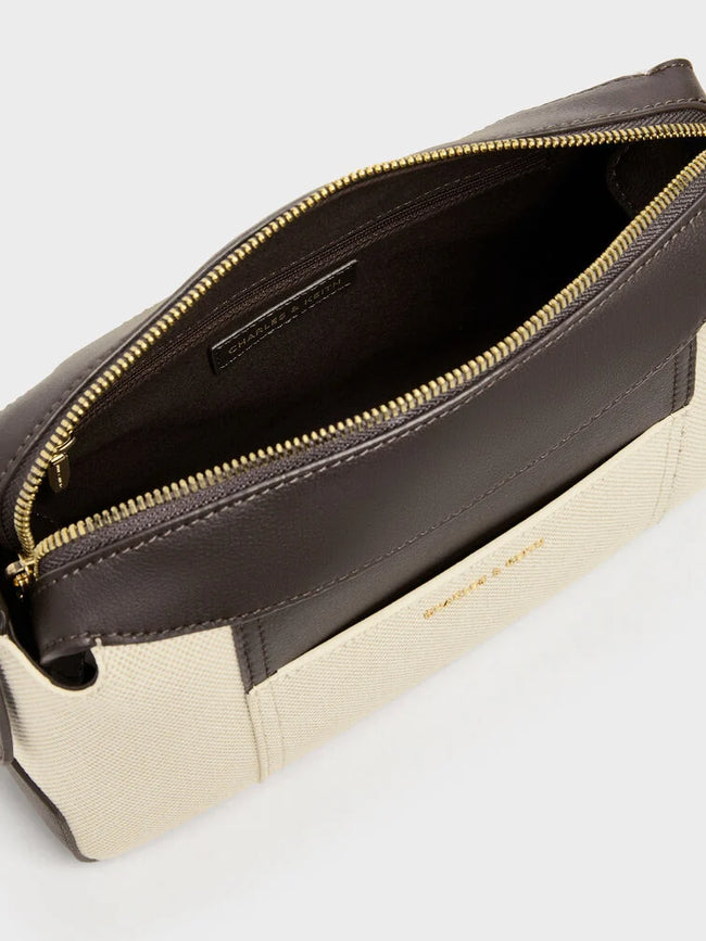 CHARLES & KEITH Women Roan Canvas Top Handle Bag -Espresso Brown