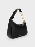 CHARLES & KEITH Women Mini Agatha Chain-Accent Shoulder Bag_Black