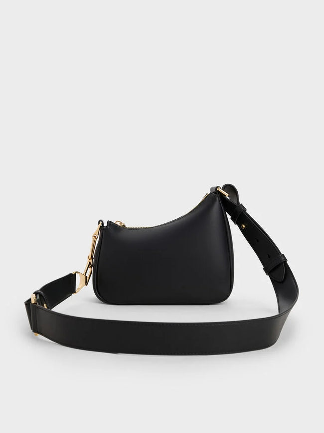 CHARLES & KEITH Women Mini Agatha Chain-Accent Shoulder Bag_Black