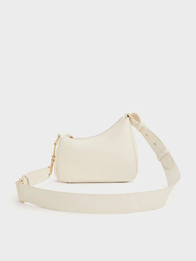 CHARLES & KEITH Women Mini Agatha Chain-Accent Shoulder Bag_Cream