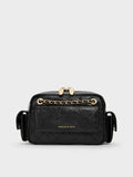 CHARLES & KEITH Women Duo Quilted Crossbody Bag_Black