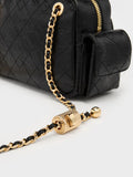 CHARLES & KEITH Women Duo Quilted Crossbody Bag_Black