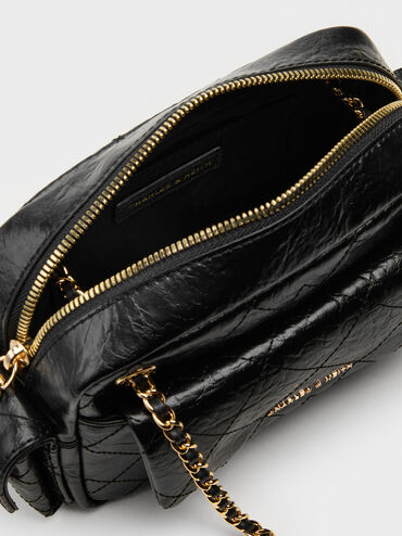 CHARLES & KEITH Women Duo Quilted Crossbody Bag_Black
