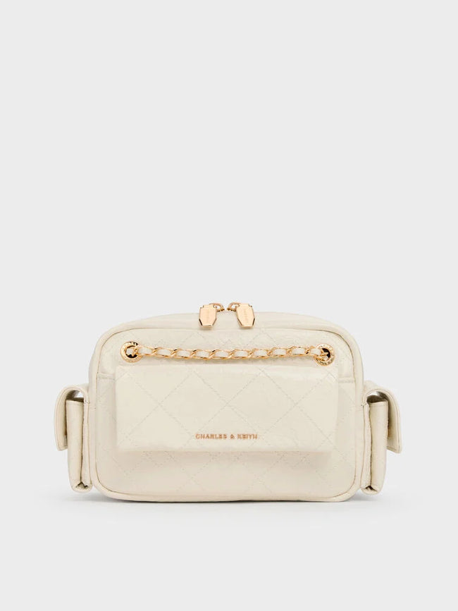 CHARLES & KEITH Women Duo Quilted Crossbody Bag_Cream