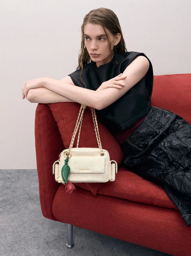 CHARLES & KEITH Women Duo Quilted Crossbody Bag_Cream