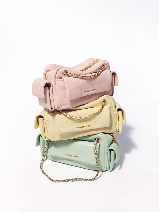 CHARLES & KEITH Women Duo Quilted Crossbody Bag_Soft Pink