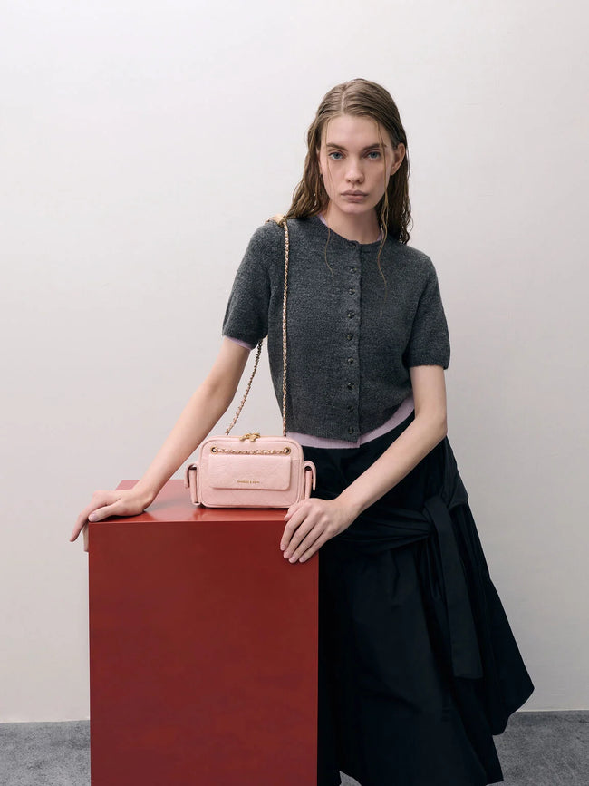 CHARLES & KEITH Women Duo Quilted Crossbody Bag_Soft Pink