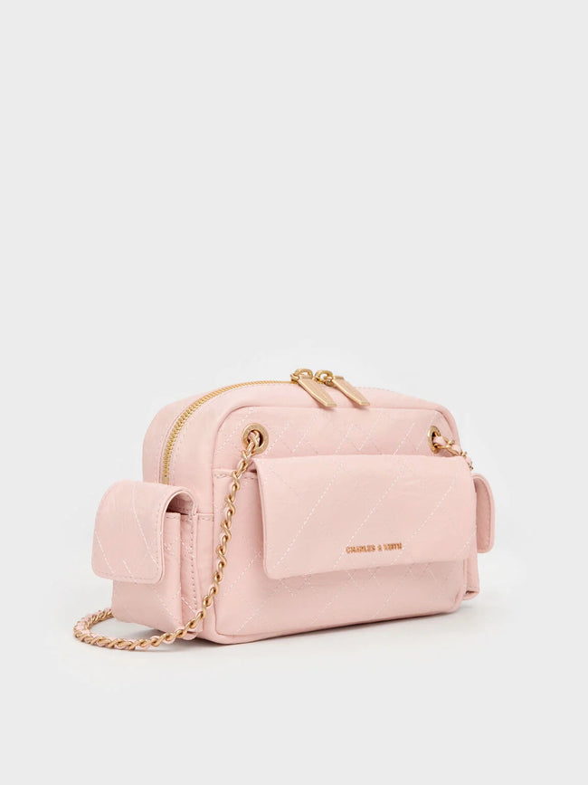 CHARLES & KEITH Women Duo Quilted Crossbody Bag_Soft Pink