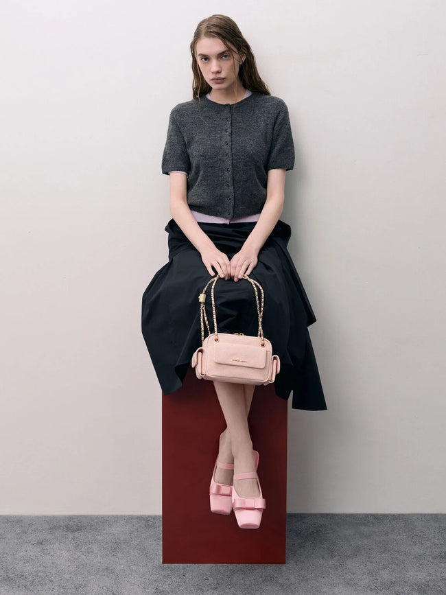 CHARLES & KEITH Women Duo Quilted Crossbody Bag_Soft Pink