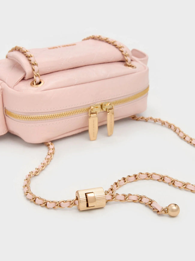 CHARLES & KEITH Women Duo Quilted Crossbody Bag_Soft Pink