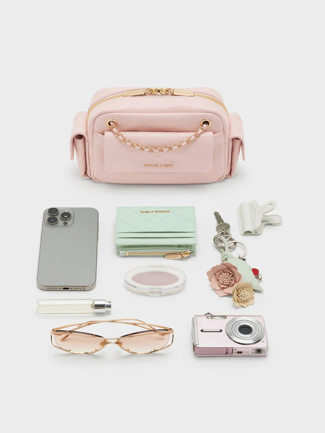 CHARLES & KEITH Women Duo Quilted Crossbody Bag_Soft Pink