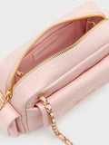CHARLES & KEITH Women Duo Quilted Crossbody Bag_Soft Pink