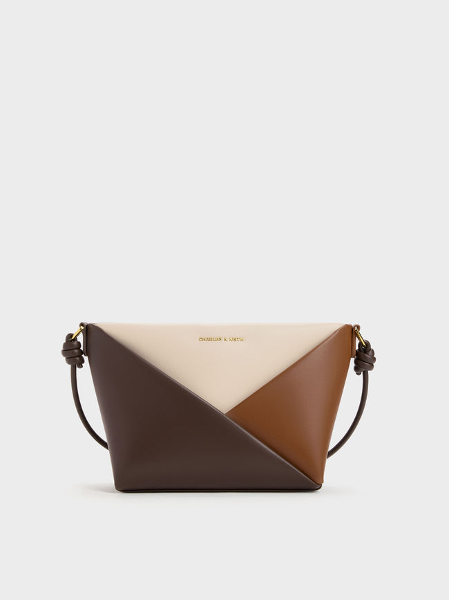 CHARLES & KEITH Women Midori Colourblock Geometric Crossbody Bag_Multi Brown