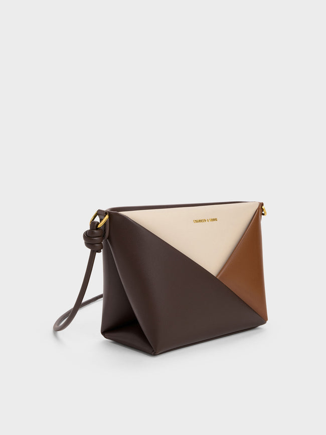 CHARLES & KEITH Women Midori Colourblock Geometric Crossbody Bag_Multi Brown