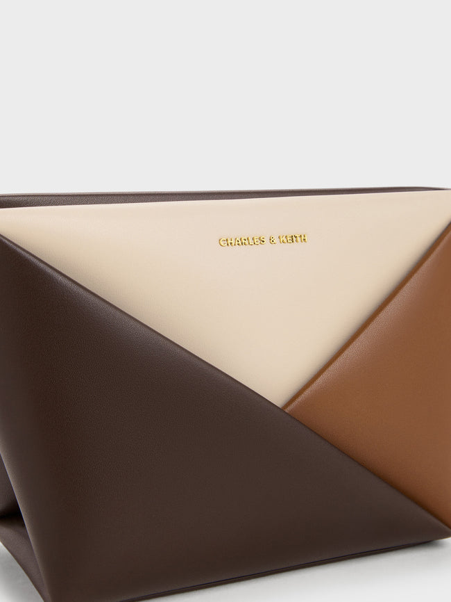 CHARLES & KEITH Women Midori Colourblock Geometric Crossbody Bag_Multi Brown