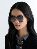 CHARLES & KEITH Women Ophelia Metallic-Accent Square Sunglasses_Black