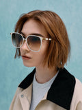 CHARLES & KEITH Women Ophelia Metallic-Accent Square Sunglasses_Cream