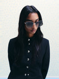 CHARLES & KEITH Women Livonia Crystal Square Sunglasses_Silver