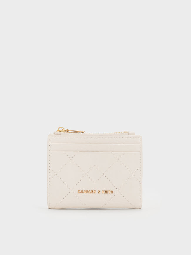 CHARLES & KEITH Women Duo Quilted Small Wallet_Cream