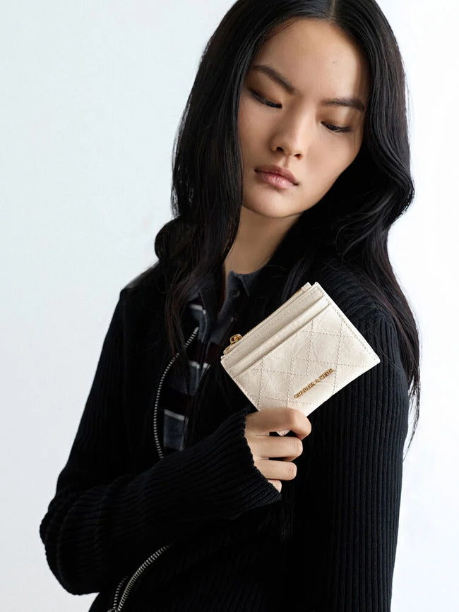 CHARLES & KEITH Women Duo Quilted Small Wallet_Cream