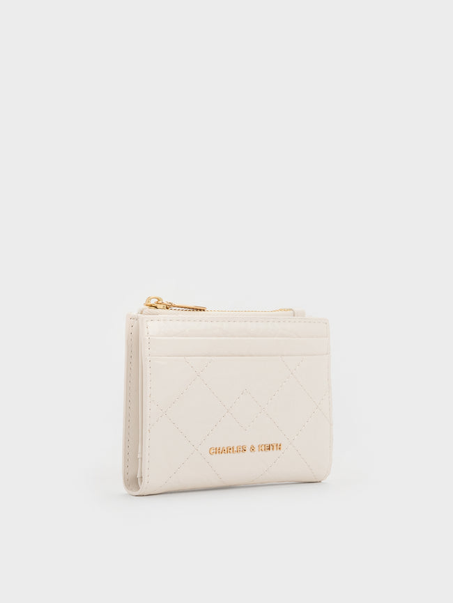 CHARLES & KEITH Women Duo Quilted Small Wallet_Cream