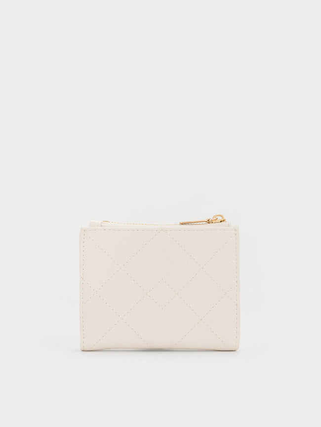 CHARLES & KEITH Women Duo Quilted Small Wallet_Cream