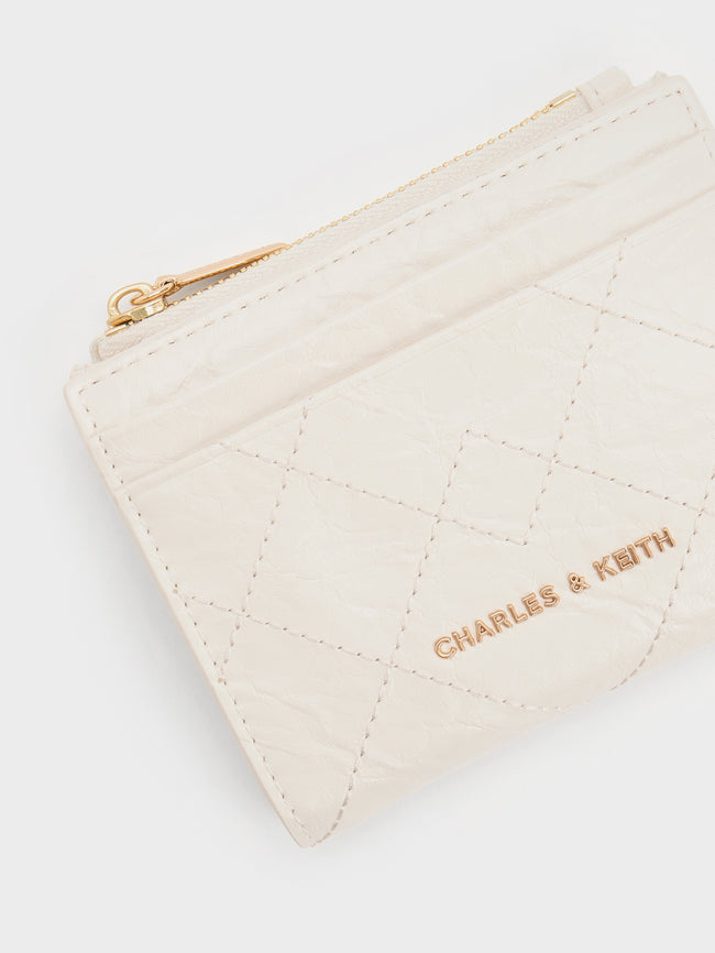 CHARLES & KEITH Women Duo Quilted Small Wallet_Cream