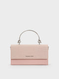 CHARLES & KEITH Women Kristine Glittered Wallet On Chain_Pink