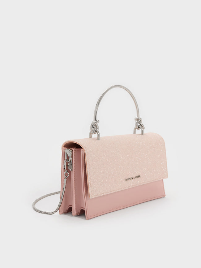 CHARLES & KEITH Women Kristine Glittered Wallet On Chain_Pink