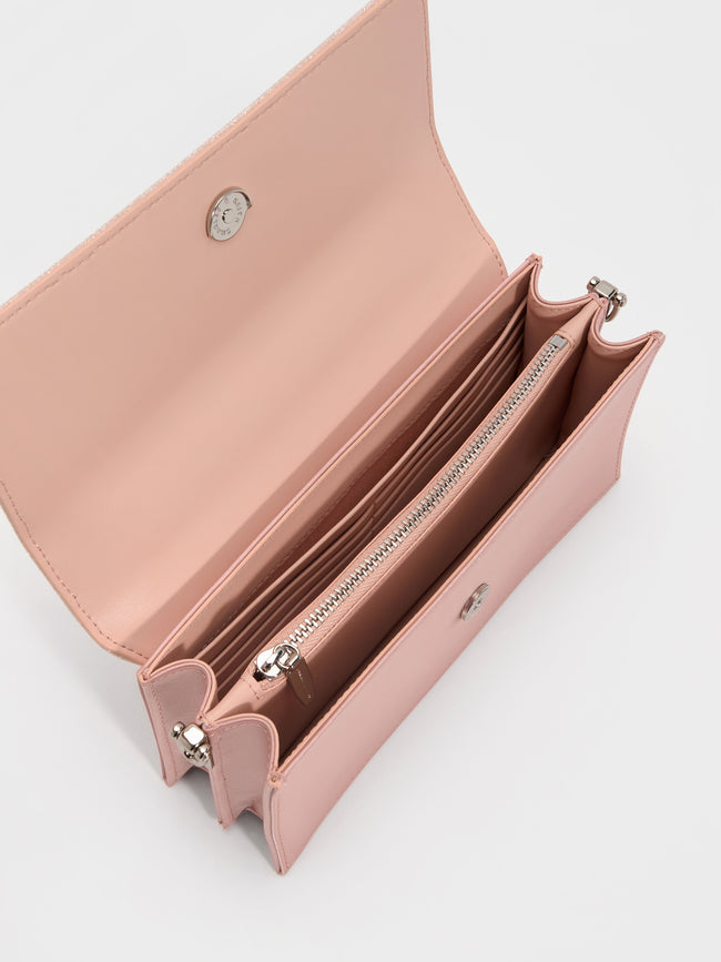 CHARLES & KEITH Women Kristine Glittered Wallet On Chain_Pink