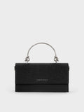 CHARLES & KEITH Women Kristine Glittered Wallet On Chain_Noir