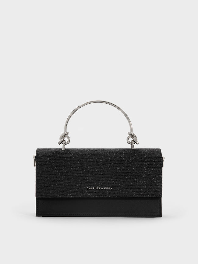 CHARLES & KEITH Women Kristine Glittered Wallet On Chain_Noir
