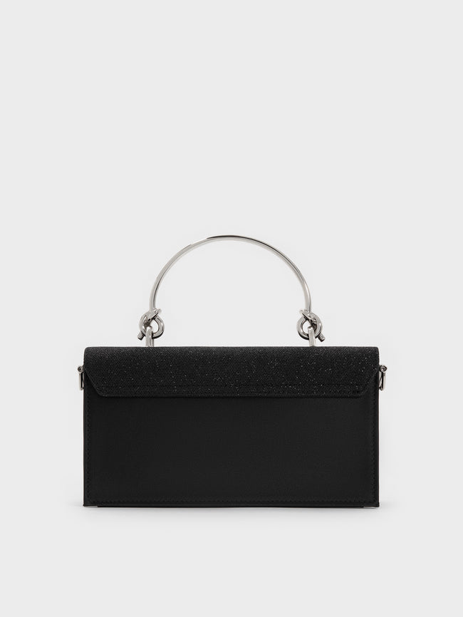 CHARLES & KEITH Women Kristine Glittered Wallet On Chain_Noir