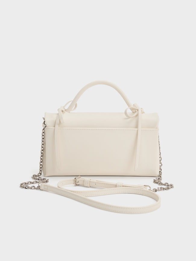 CHARLES & KEITH Women Hazel Bow Wallet On Chain_Cream
