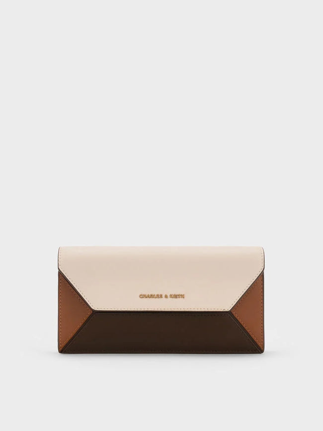 CHARLES & KEITH Women Nasrin Geometric Long Wallet -Multi Brown