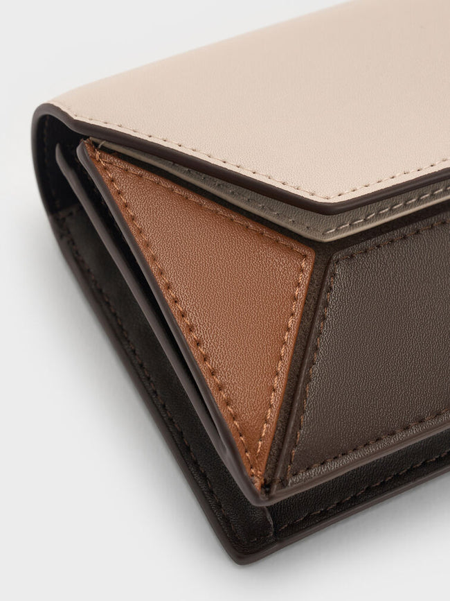 CHARLES & KEITH Women Nasrin Geometric Long Wallet -Multi Brown