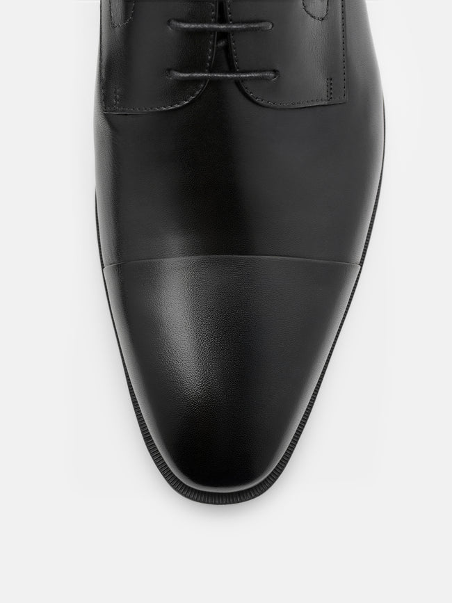 PEDRO Leather Captoe Derby Shoes- Black