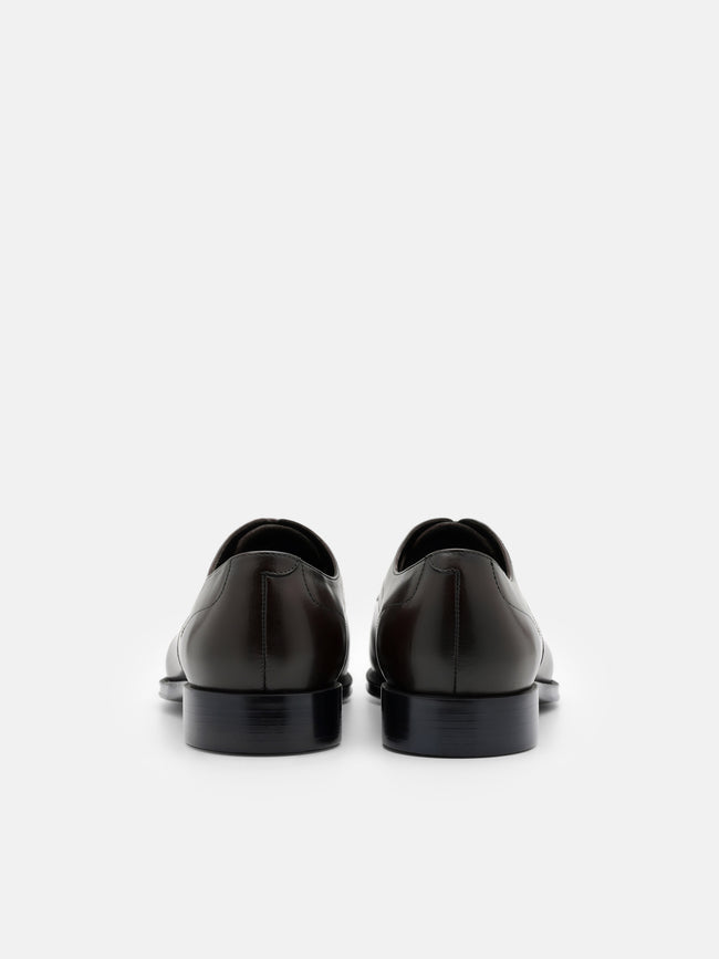 PEDRO Leather Captoe Derby Shoes- Dark Brown