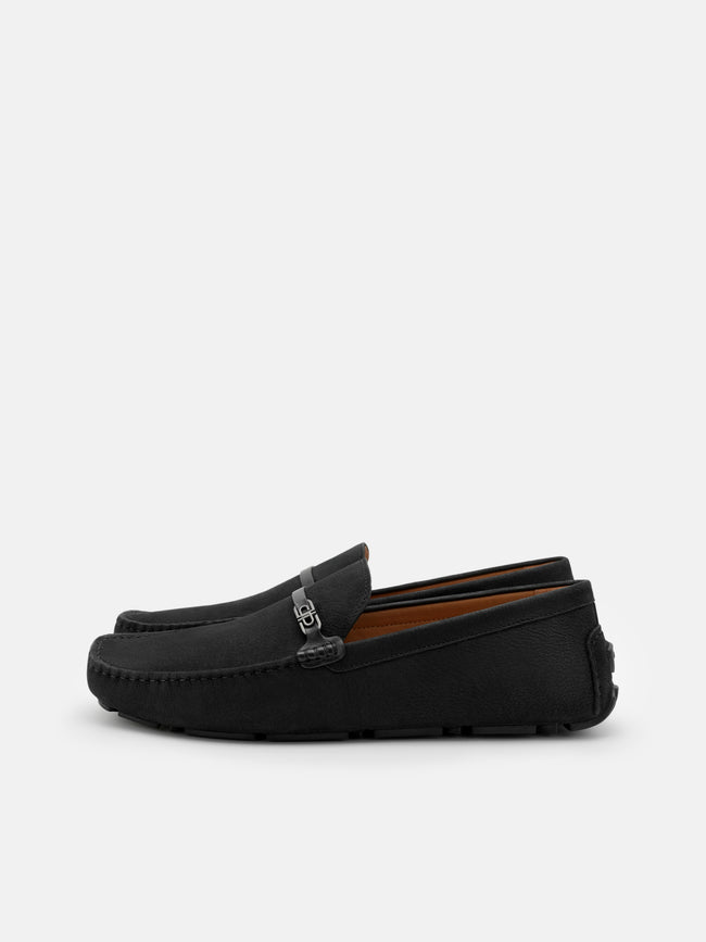 PEDRO Renly Nubuck Driving Shoes -  Black