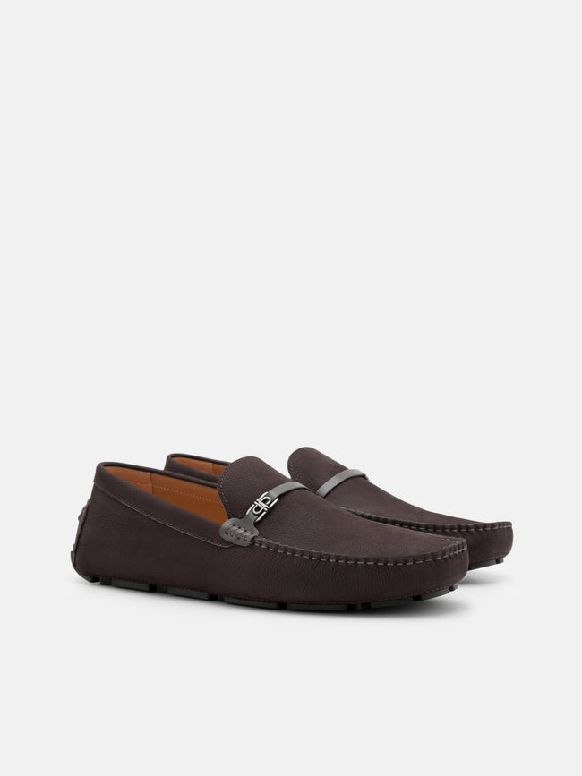 PEDRO Renly Nubuck Driving Shoes -  Dark Brown