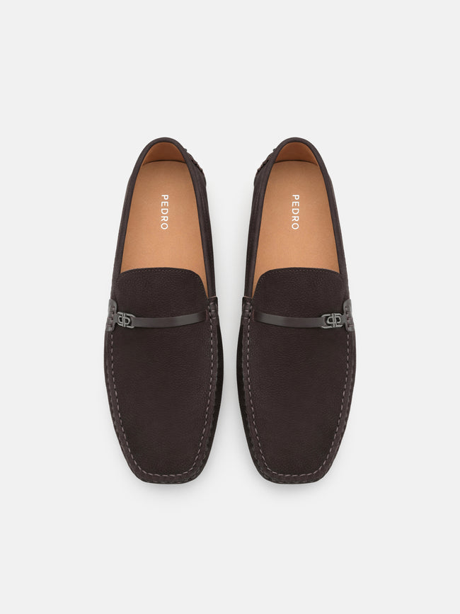 PEDRO Renly Nubuck Driving Shoes -  Dark Brown