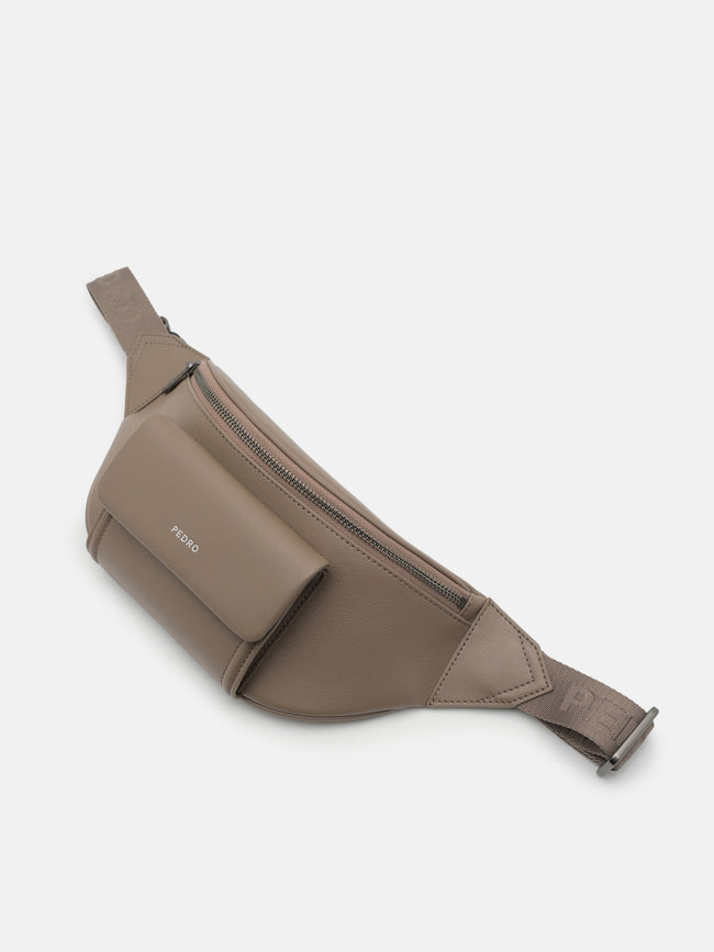 PEDRO Cyrus Leather Belt Bag-Dark Taupe