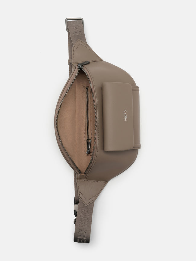 PEDRO Cyrus Leather Belt Bag-Dark Taupe