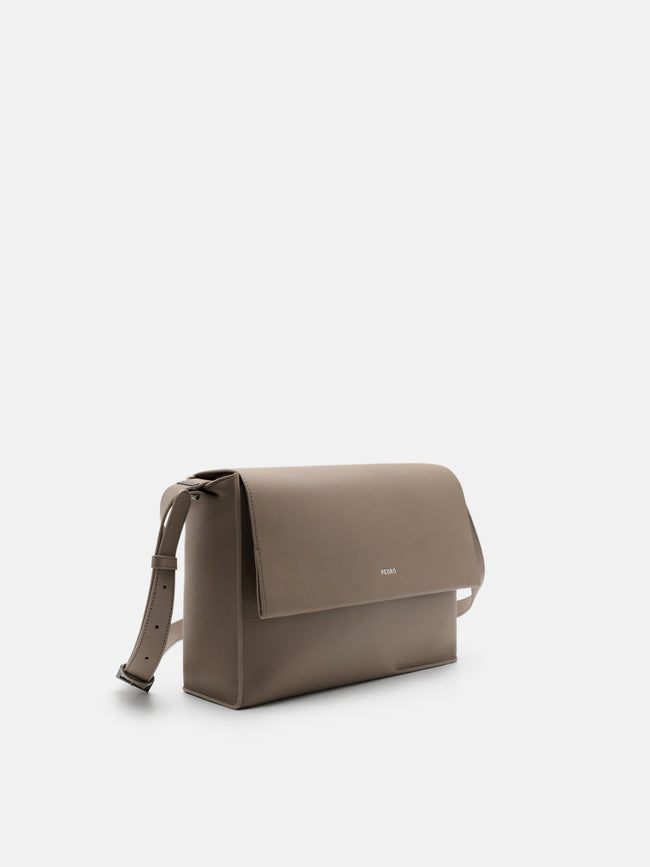PEDRO Leather Crossbody Bag- Dark Taupe