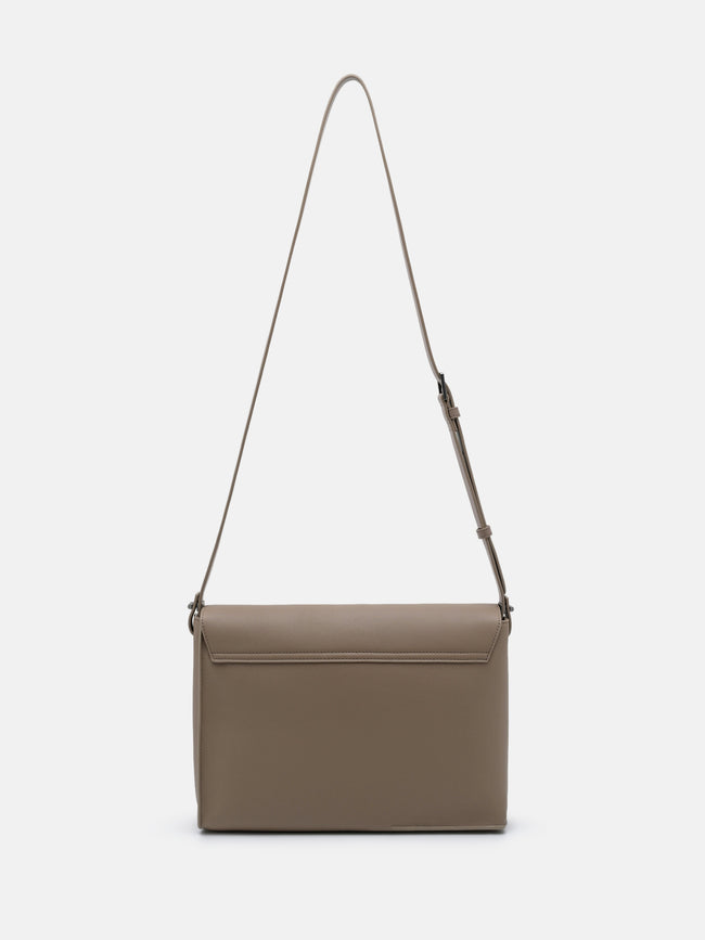 PEDRO Leather Crossbody Bag- Dark Taupe