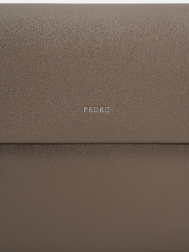 PEDRO Leather Crossbody Bag- Dark Taupe